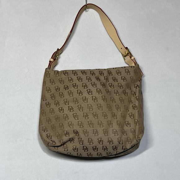 Dooney & Bourke Logo Monogram Print Jacquard Canvas Hobo Shoulder Bag Zip Top - Picture 2 of 16